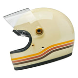 Side profile of helmet with shield up