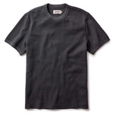 Organic Cotton Short Sleeve Crew in faded black waffle
