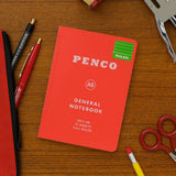 Soft notebook in red on tabletop