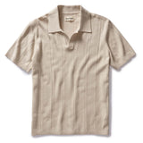 The Valencia Sweater Polo in Heather Oat Rib