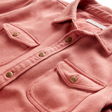 Close up of buttons, collar, and chest pockets