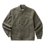 Taylor Stitch Clark Bomber Jacket in smoked olive moleskin, front