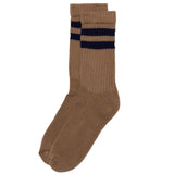 American Trench Retro Double Stripe Socks in Tan