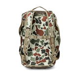 Backpack straps of duffle in shrub camo