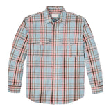 Filson washed feather cloth shirt in blue red natural plaid
