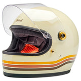 Biltwell Gringo helmet in vintage desert stripe with face shield up
