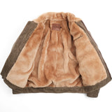 Jacket open to show shearling lining