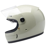 Side profile of helmet with face shield up