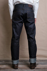 Back of denim on model