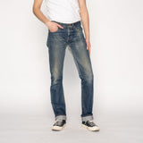 Model wearing example of faded True Guy fit