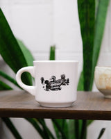 FSC duck diner Mug displayed on shelf