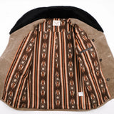 Jacket open to show inner lining