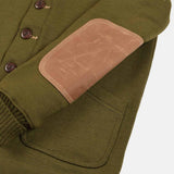 Close up of leather elbow patch