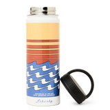 Filson Water Bottle in White/Dusk Fish with cap off