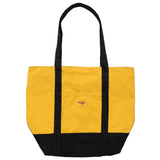 Waxed cotton tote bag in yellow ochre