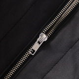 Close up of zipper on tote bag in black