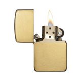 Brass Zippo Lighter open and lit