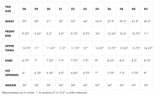 UB422 size chart