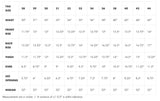 UB601 size chart