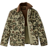 Front of jacket unbuttoned and open to show interior