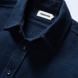 Close up of collar and uppermost buttons