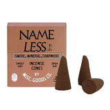 Nameless incense cones next to packaging