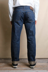 Back of denim on model