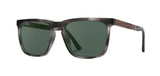 Angled front and profile view of Ridge sunglasses in matte pearl grey acetate with walnut inlay