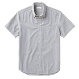 Short Sleeve Jack shirt in steel blue stripe seersucker