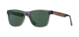 Angled front and profile view of Trail sunglasses in fog acetate and walnut inlay