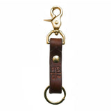 Dark brown leather keychain with brass swivel bolt snap