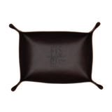 small dark brown leather valet tray