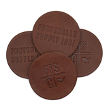 dark brown leather coasters