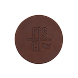 Round Brown Leather Coaster