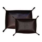 dark brown leather valet tray large and small